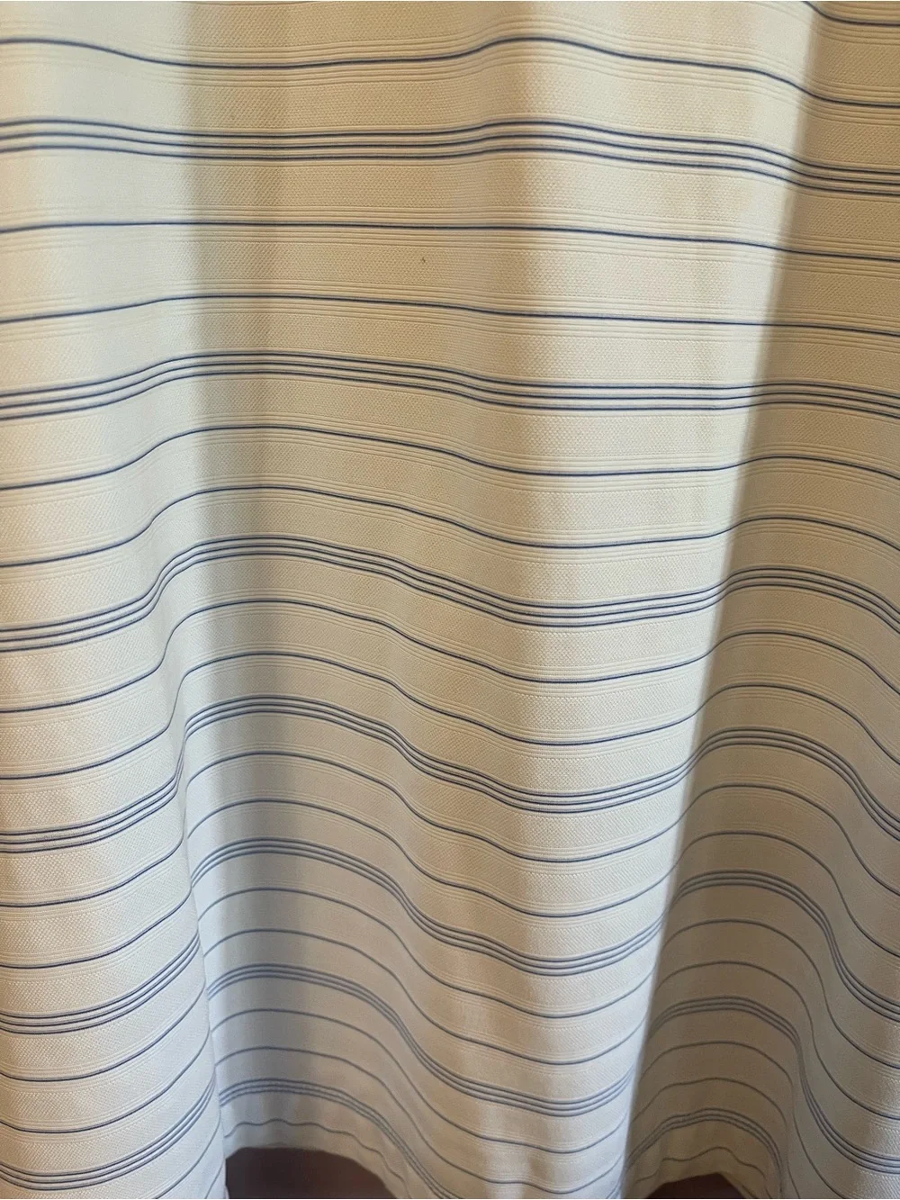 Nike Men’s Cream Polo with Thin Light Blue Stripes